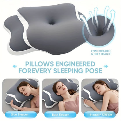Adjustable Orthopedic Pillow, Ergonomic Design with Cover, Zipper Pillowcase, Soft Support for Back And Stomach Sleepers