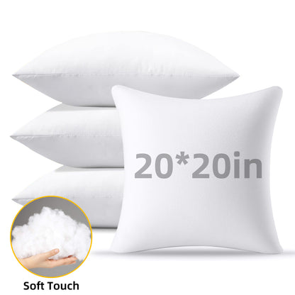 Whonline 4pcs/6pcs Premium Throw Pillow Insert, 18*18in/20*20in, Soft & Durable Polyester, Classic Style, Machine Washable, Polyester Fiber Filling, All-Season, No Printing, Multipurpose for Sofa, Bed, and Holiday Decor