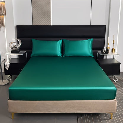 1 Luxurious Solid Satin Sheet for Soft and Comfortable Bedding - Ideal for Bedrooms and Guest Rooms