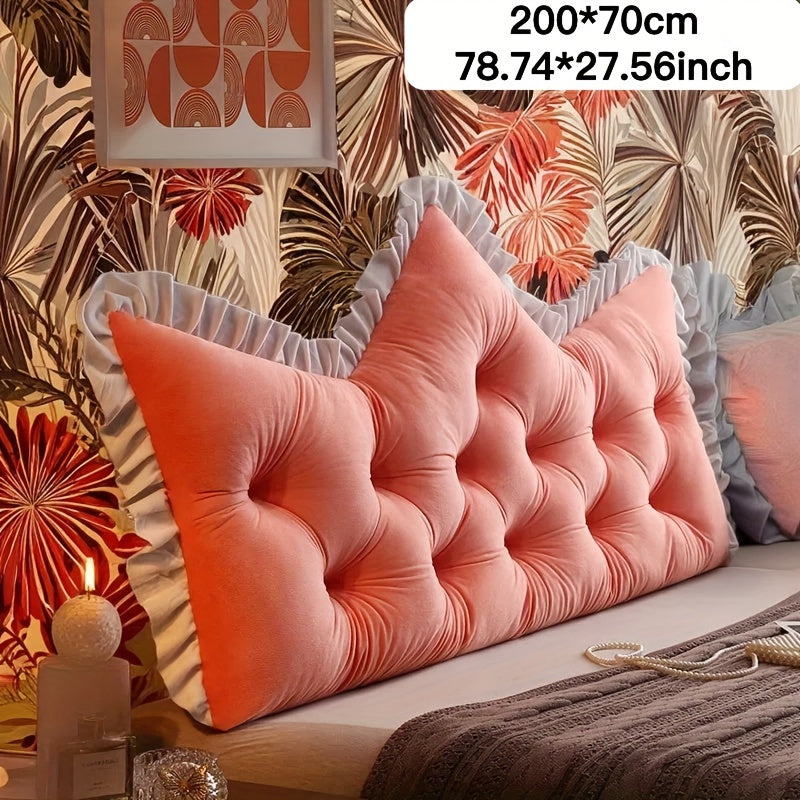 1pc Large Backrest Pillow, Bedside Pillow for Sofa Bed, Crown Shaped Backrest Cushion Pillow, Bedroom Supplies, Home Decor, Shaped Bed Backrest Pillow with Zipper Closure, Decorative Headboard And Tatami Support Cushion for Back Sleepers