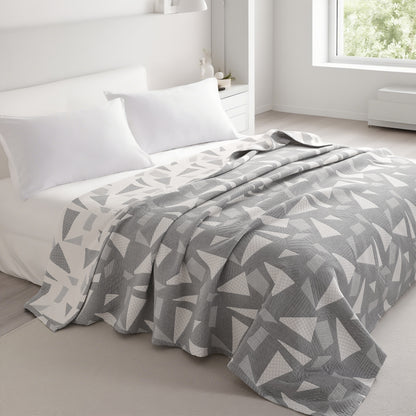 3 Layers Egyptian Cotton Muslin Bed Blanket, Breathable Yarn Dyed Quilt Perfect for Couch, Bed, Office and Travel, Perfect Lightweight Blanket for All Seasons
