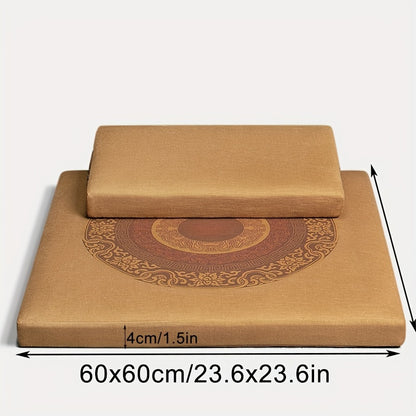 Traditional Japanese Tatami Floor Meditation Cushion - Machine Washable 32-Density Foam with Intricate Floral Pattern, Multi-Use for Yoga, Prayer & Home Decor, Meditation Accessories, Yoga Seating, Artistic Design, Zipper Closure